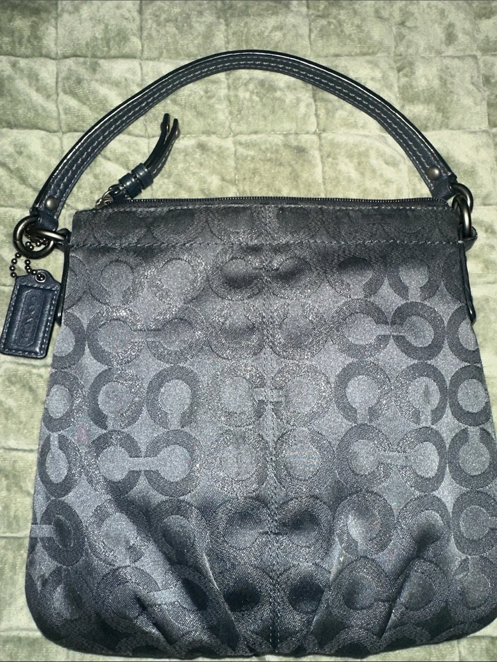 VINTAGE Coach Navy Signature Jacquard Shoulder Bag with sparkle Cs HARDLY USED